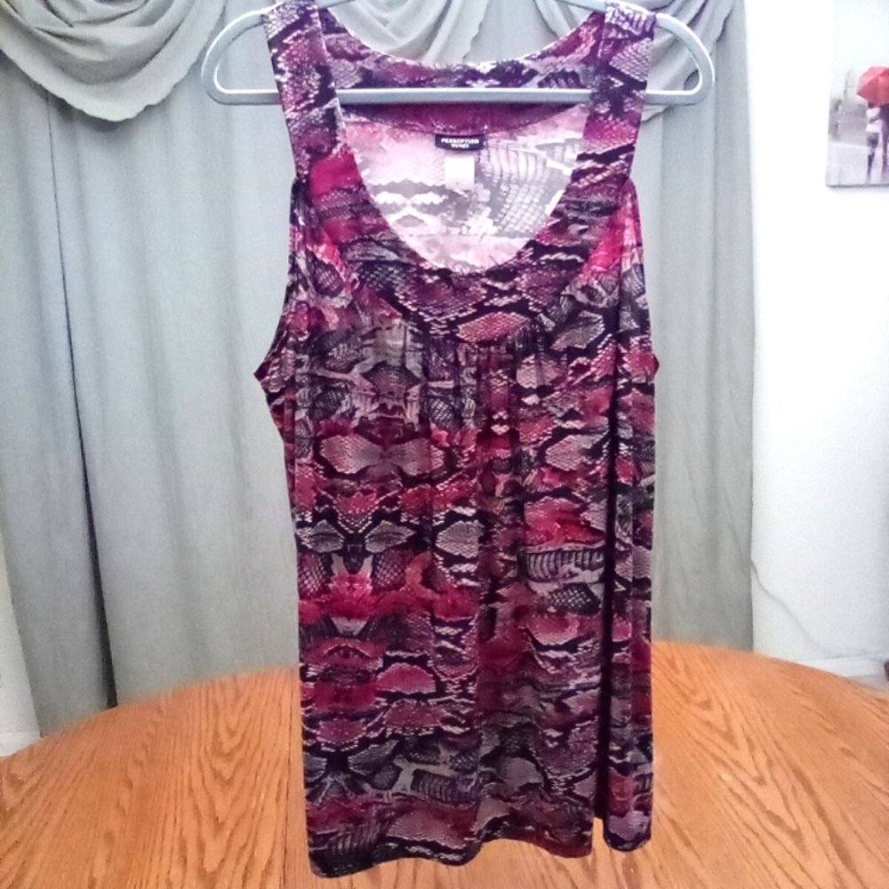 Perception woman Black and hot pink Snake Skin print Sleeveless top size 2X